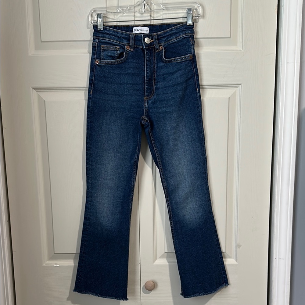 Zara Blue Flare Wide Leg Jeans size 2
